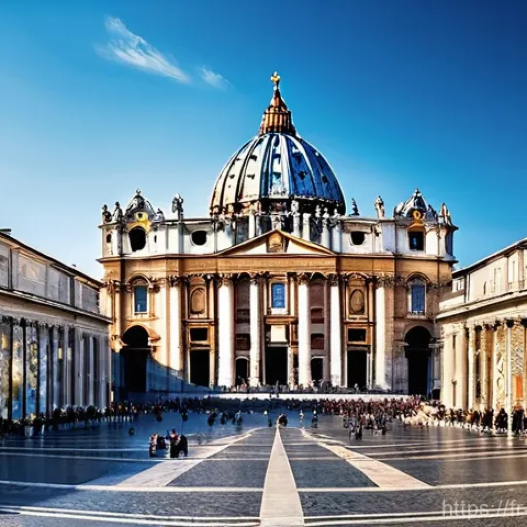 성 베드로 대성당의 건축사 - **Prompt: A majestic panoramic view of St. Peter's Square and Basilica at golden hour.** The ellipti...