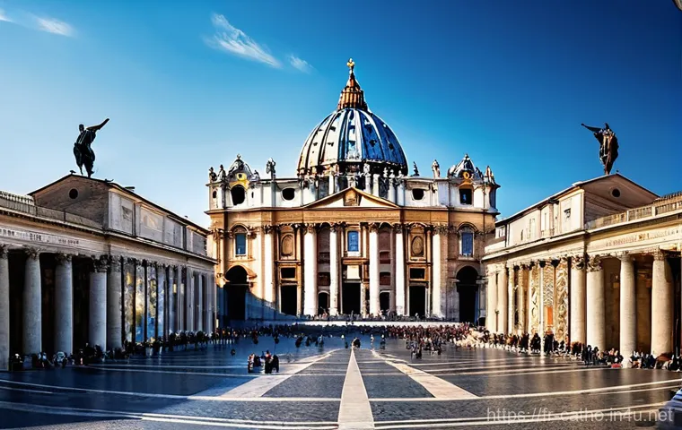 성 베드로 대성당의 건축사 - **Prompt: A majestic panoramic view of St. Peter's Square and Basilica at golden hour.** The ellipti...